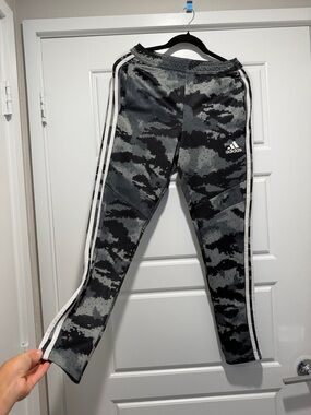 adidas Gray Digital Camo Joggers with White Stripes